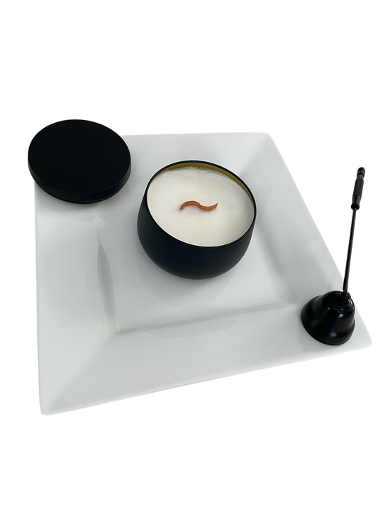 bougie de soja d'ambiance cosy mèche bois