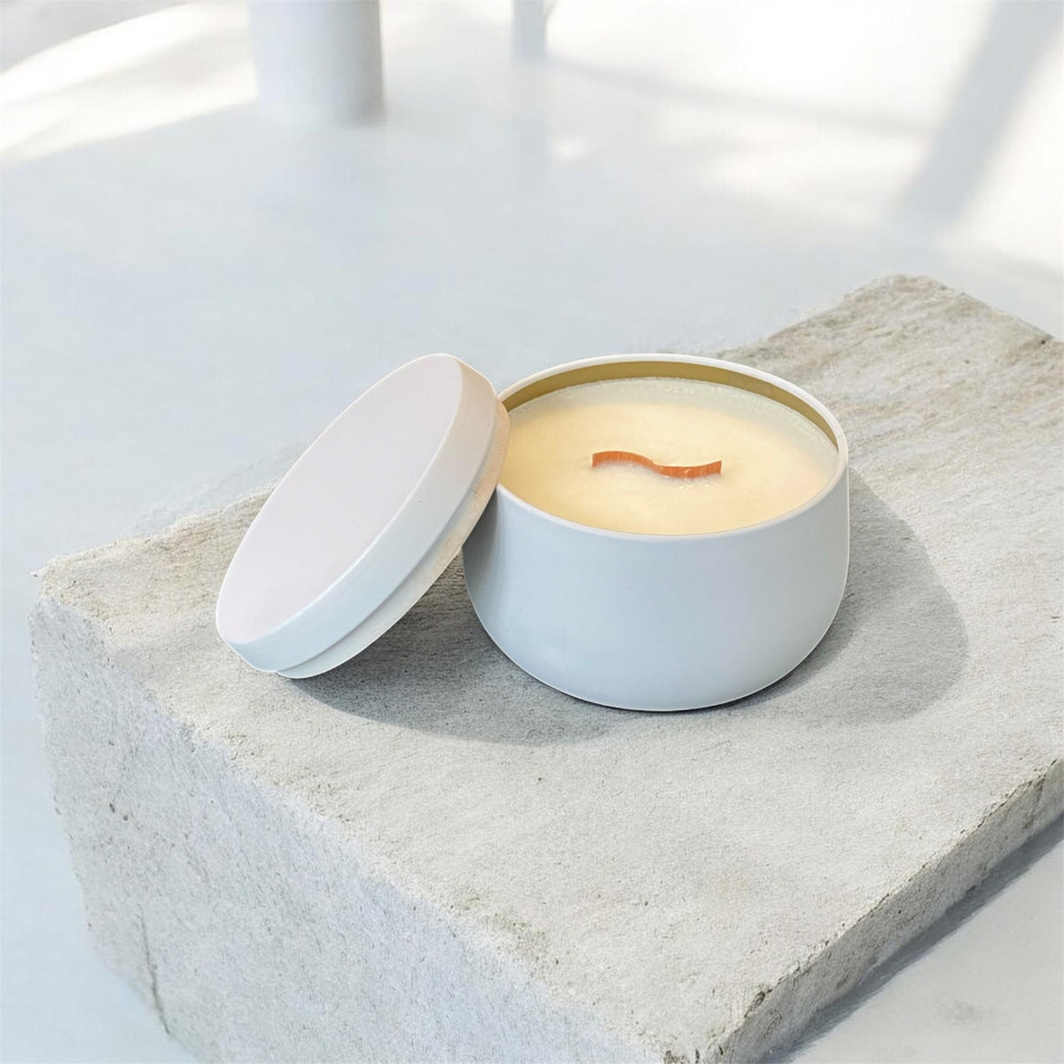 bougie de soya d'ambiance cosy mèche bois