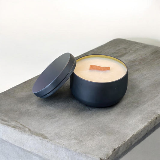 bougie de soja d'ambiance cosy mèche bois